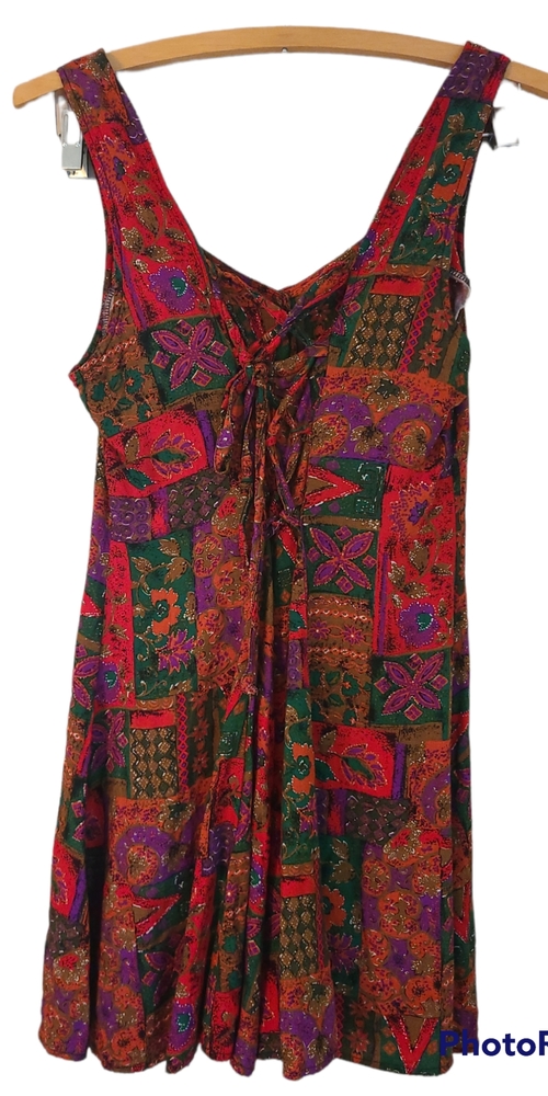 Vintage multi print patchwork button up romper la… - image 3